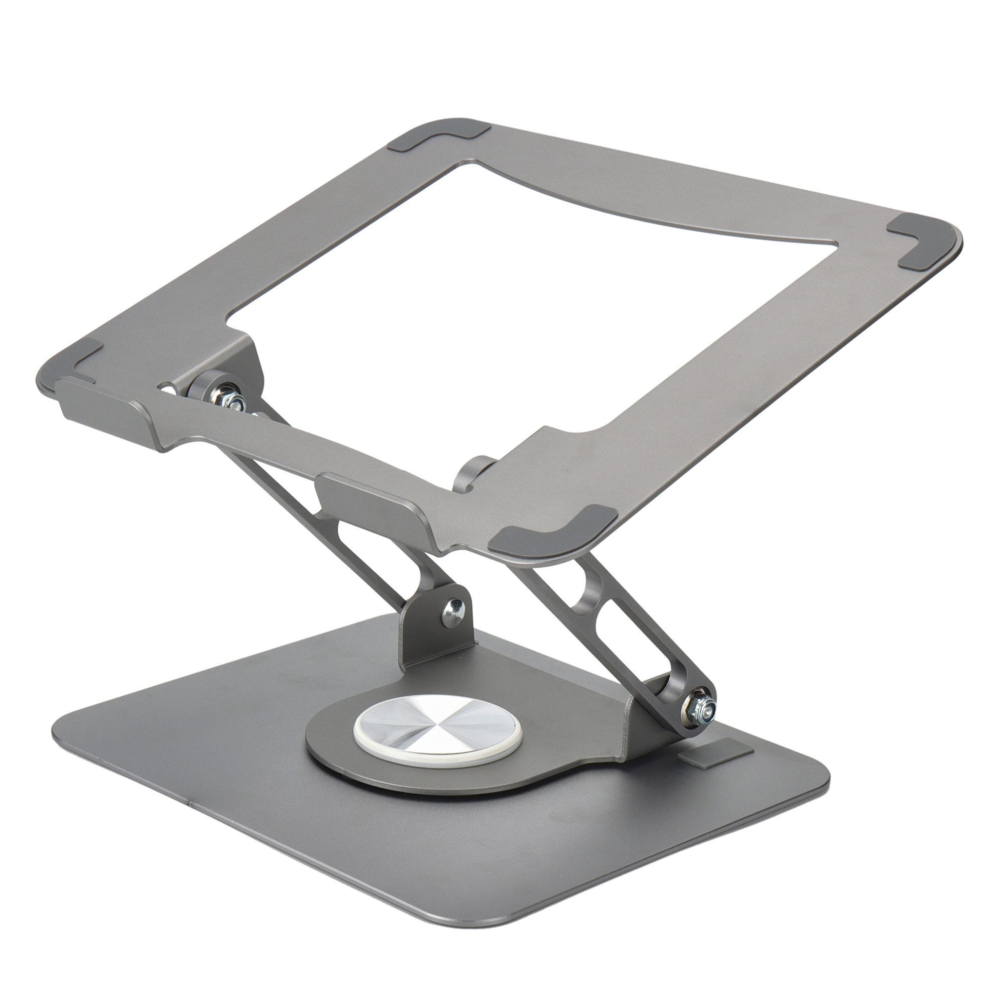Uncaged Ergonomics, Adjustable Swivel Laptop Stand for Desk, Shelves (qty.) 1 Drawers (qty.) 0 Model# SLS-SpaceGray